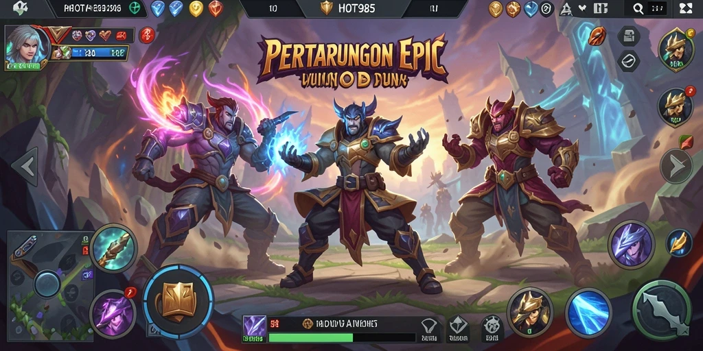 Tampilan menarik dari gameplay seru HOT985 dalam pertempuran MOBA.