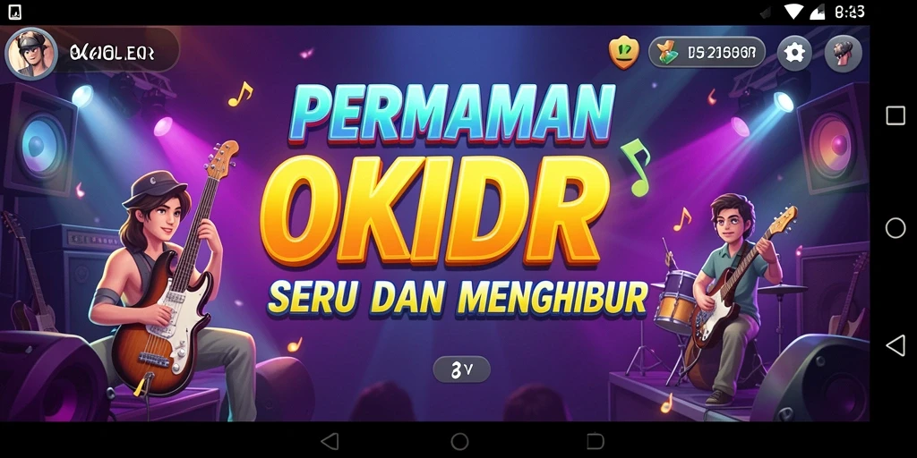 Screenshot gameplay OKIDR yang menampilkan interaksi musik.