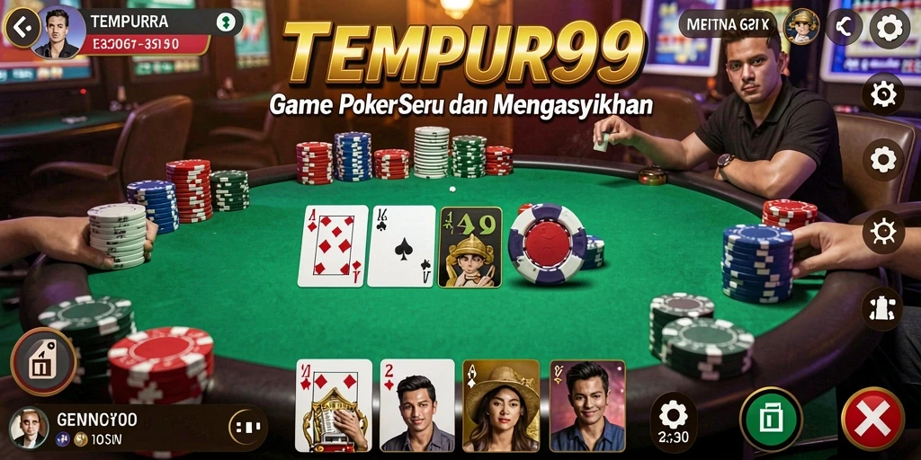 Tampilan gameplay poker yang seru dan interaktif di TEMPUR99.