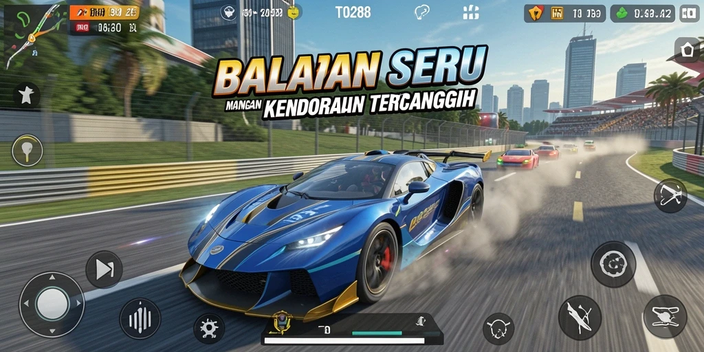 Tampilan gameplay balap yang mendebarkan di TO288.